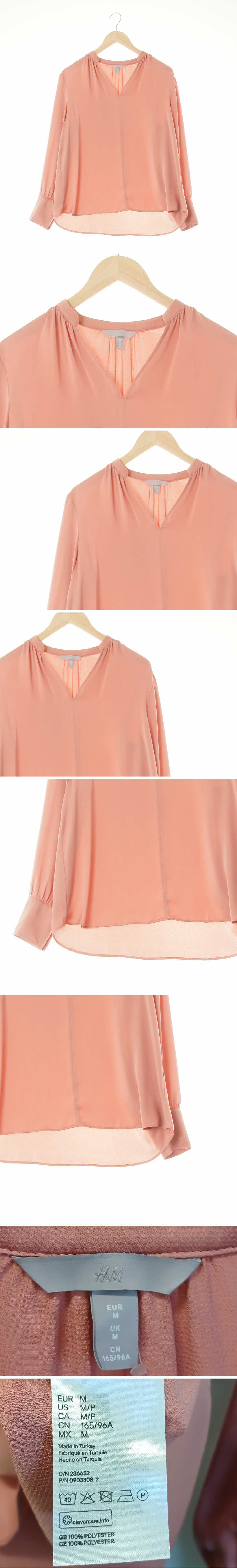 h&m 브이넥드레이크블라우스 h&m 뮤티드클레이코랄 브이넥드레이크블라우스