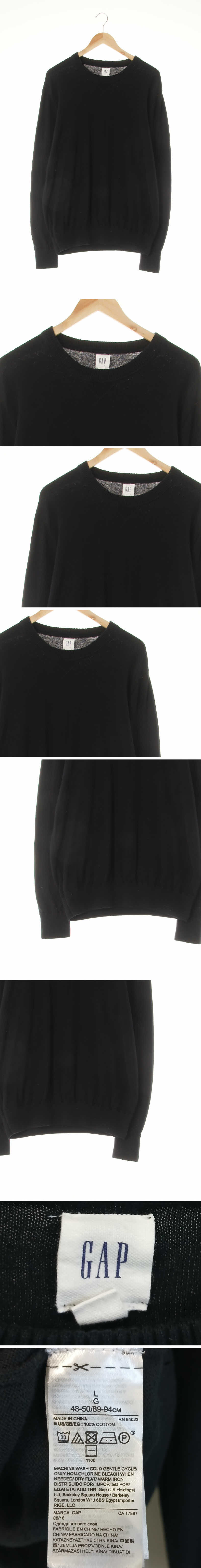 gap 블랙 면 V스티치라운드스웨터
