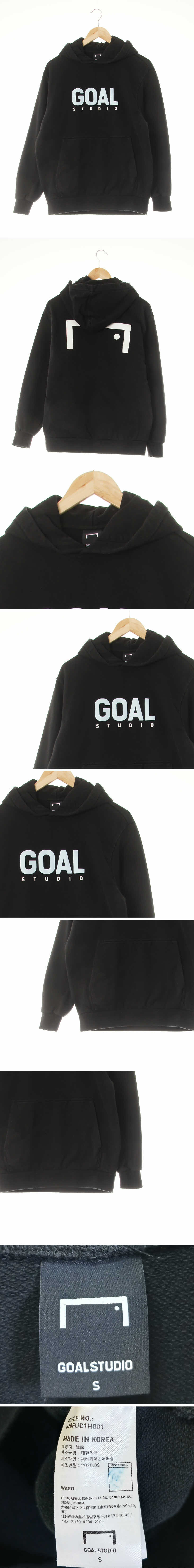 goalstudio 싱글포켓빅로고후드티 goalstudio 블랙 프린팅 면 싱글포켓빅로고후드티