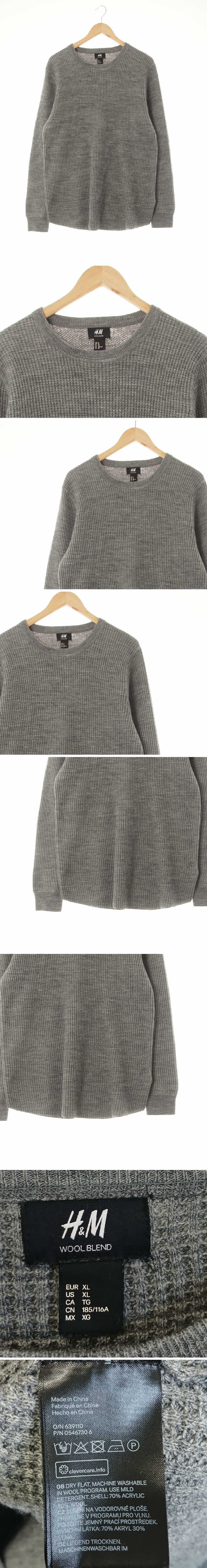 h&m 라운드와플스웨터 h&m 멜란지그레이 울혼방 라운드와플스웨터