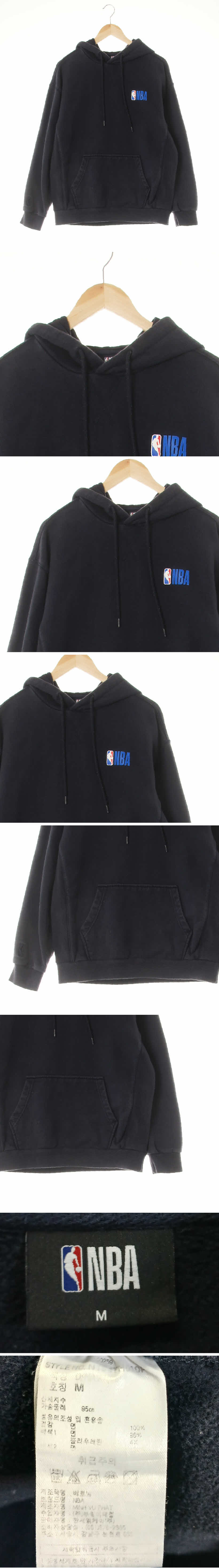 NBA V스티치캥거루포켓후드티 NBA 다크네이비 면 V스티치캥거루포켓후드티