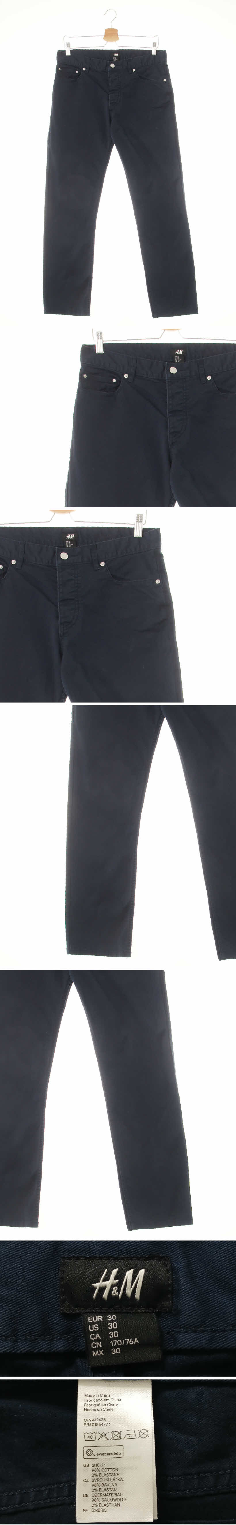 h&m 슬림팬츠 h&m 네이비 면혼방 슬림팬츠