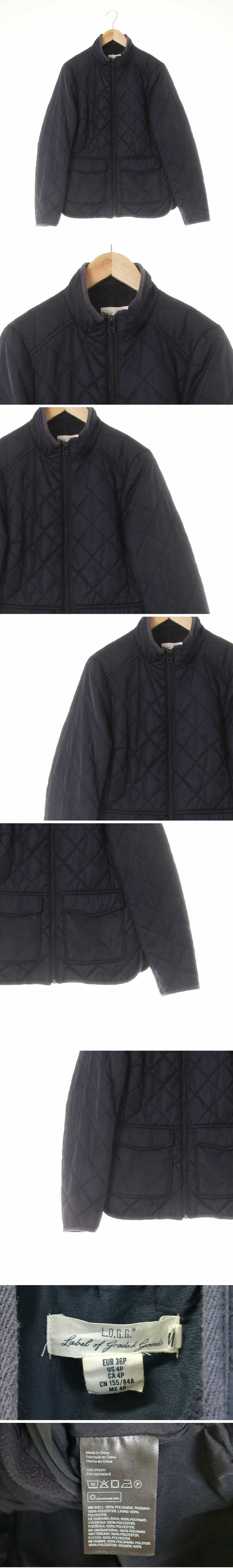 h&m 다크네이비 마름모퀼팅하프패딩집업