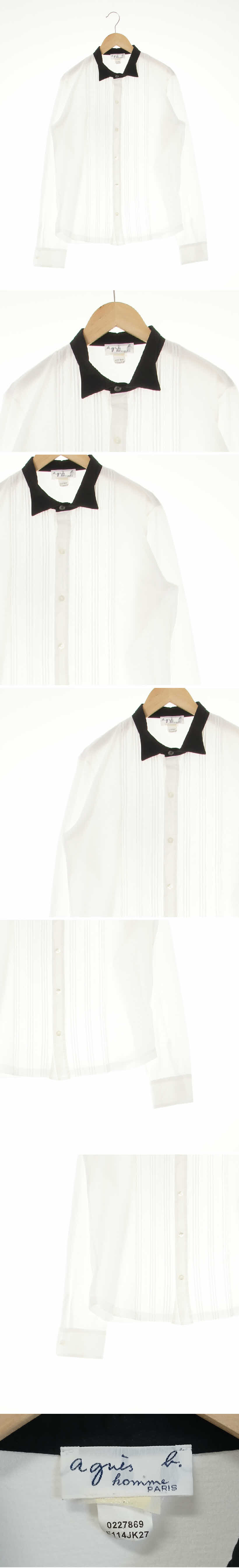 a gris homme Paris 플래스트런배색카라셔츠 a gris homme Paris 화이트블랙 시스루 면혼방 플래스트런배색카라셔츠
