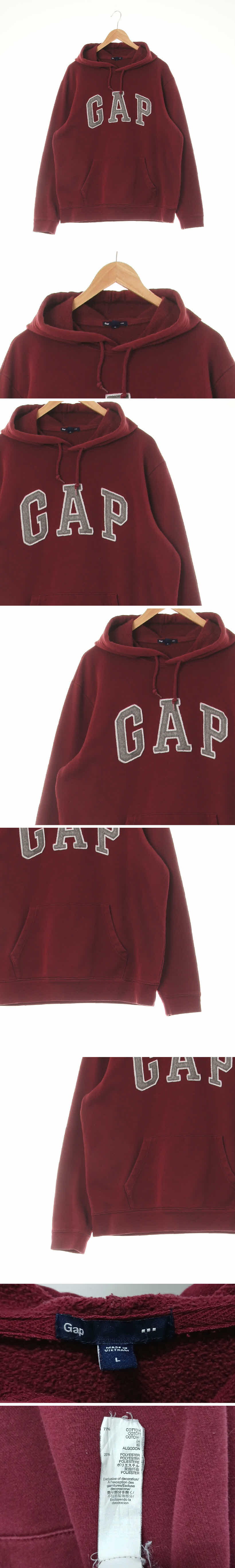 gap 빅패치로고포켓루즈후디 gap 버건디 면혼방 빅패치로고포켓루즈후디