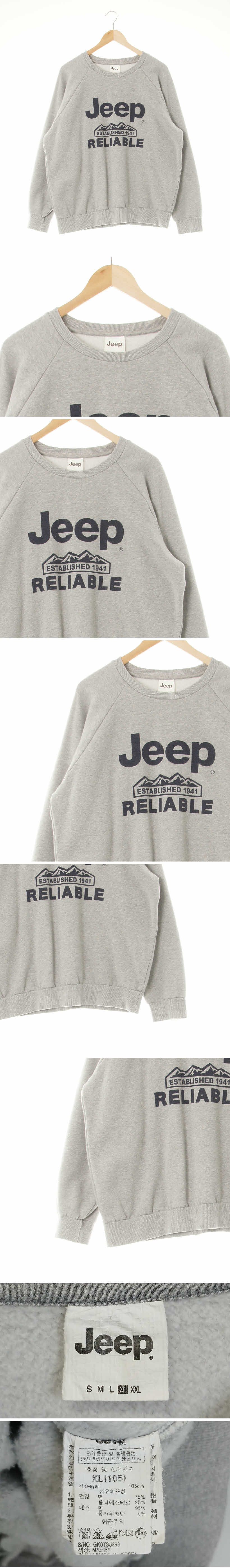 지프 RELIABLE1941스웨트셔츠 지프 멜란지그레이 프린팅 면혼방 RELIABLE1941스웨트셔츠