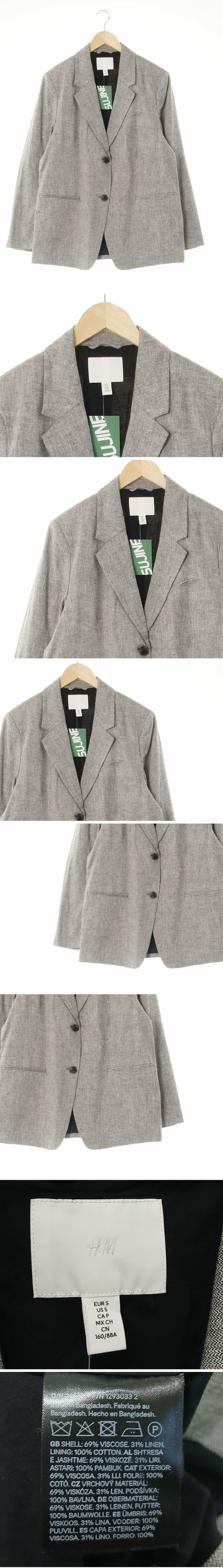 h&m 그레이 린넨혼방 투버튼라이트클래식자켓