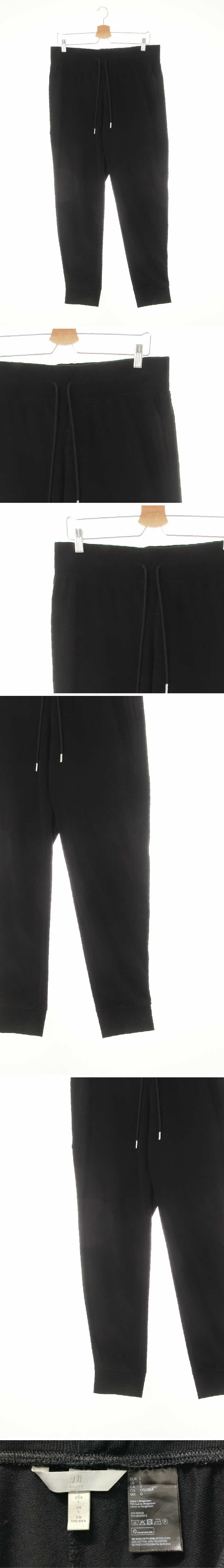 h&m 와이드시보리라이트조거팬츠 h&m 블랙 면혼방 와이드시보리라이트조거팬츠