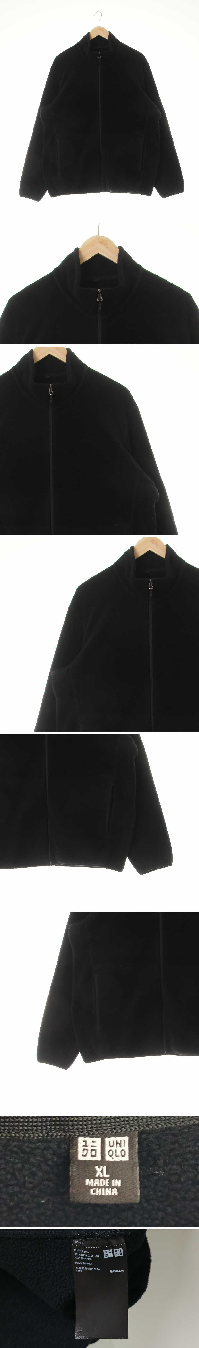 유니클로 하이넥루즈후리스집업 유니클로 블랙 하이넥루즈후리스집업