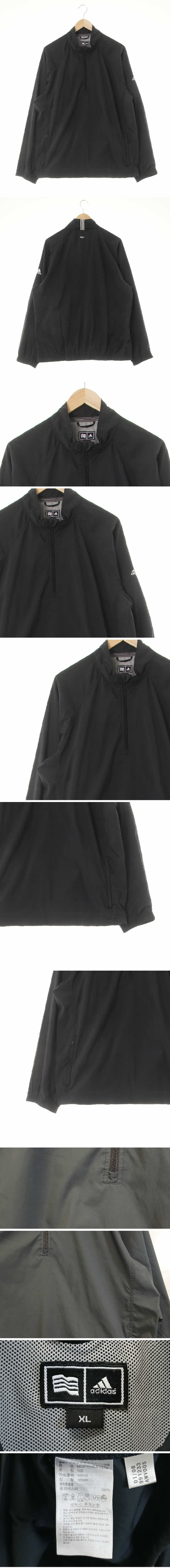 아디다스 자수삼선넥하프집업바람막이 아디다스 블랙 클리마프루프 자수삼선넥하프집업바람막이