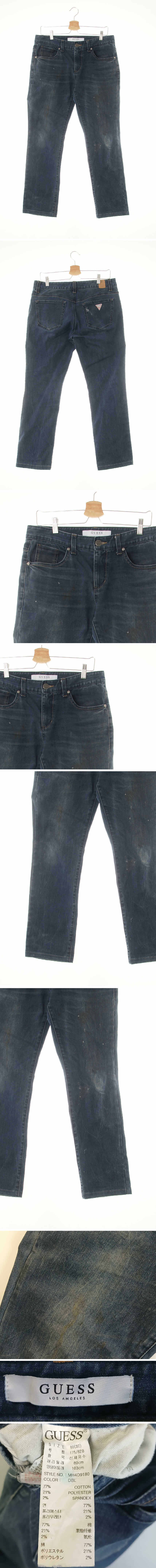 Guess 워싱테이퍼슬림로고버튼진 Guess 진청 데님 워싱테이퍼슬림로고버튼진