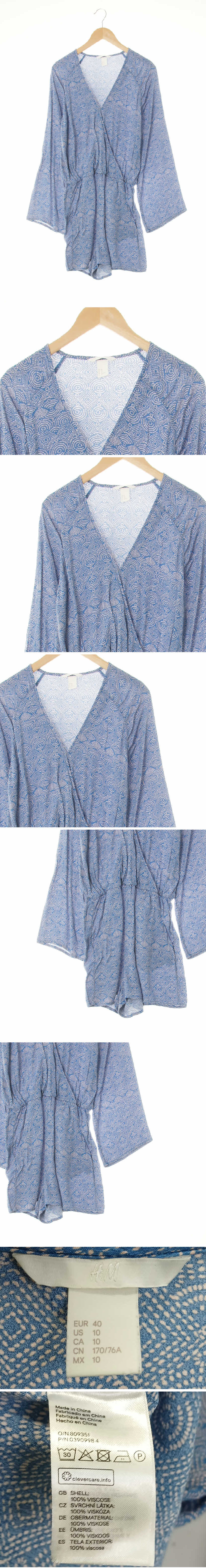h&m 에스닉브이넥점프수트 h&m 인피니티블루 기하학서클패턴 비스코스 에스닉브이넥점프수트