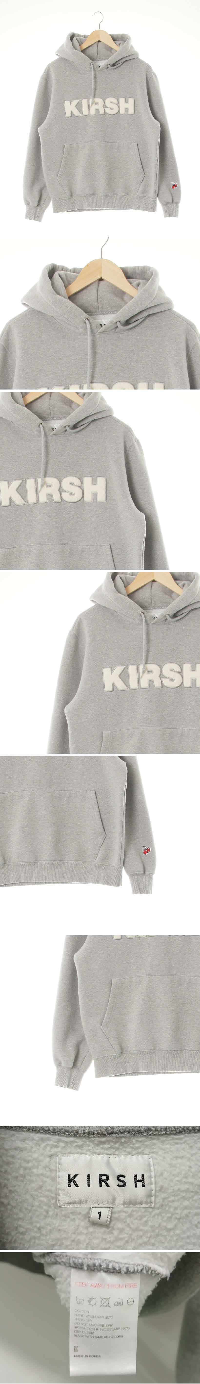 kirsh 부클빅레터링스웨트후디 kirsh 멜란지그레이 면 부클빅레터링스웨트후디