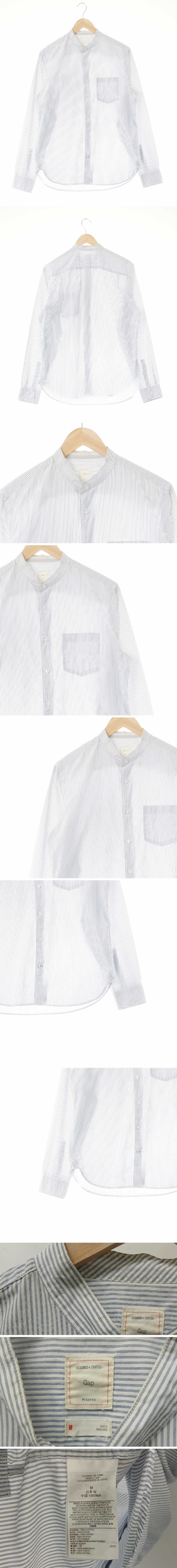 gap 라이트블루 스트라이프 면 오각포켓차이나카라셔츠
