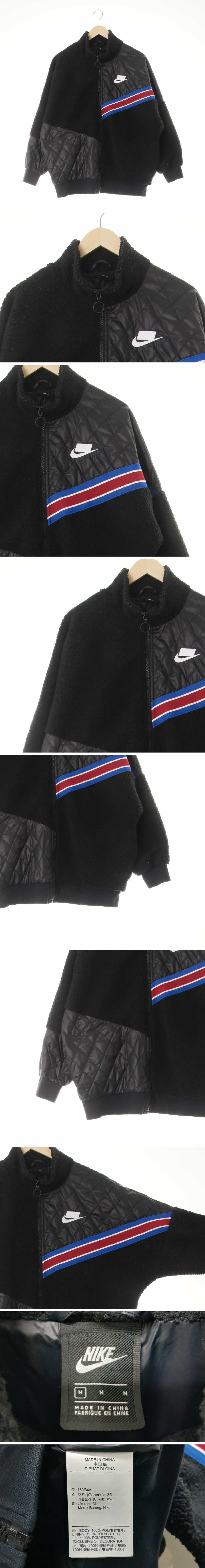 나이키 누빔배색하이넥가오리뽀글이집업 나이키 블랙 누빔배색하이넥가오리뽀글이집업