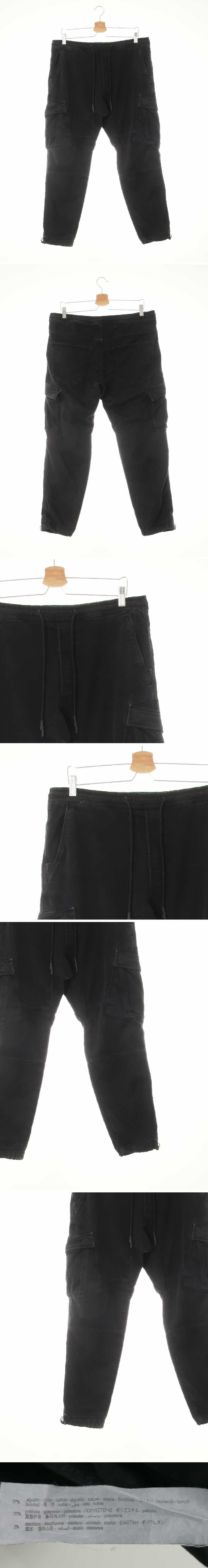 자라 블랙 면혼방 절개스트레치카고조거팬츠