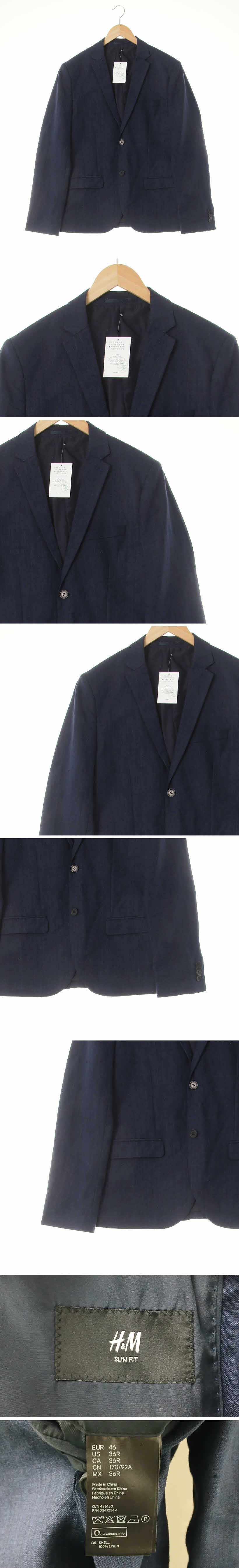 h&m 텍스쳐패디드블레이저 h&m 네이비 린넨 텍스쳐패디드블레이저