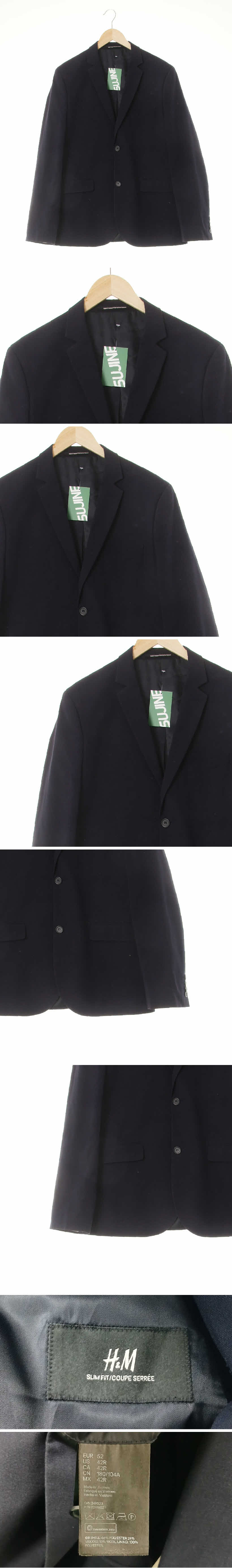 h&m 패디드싱글블레이저 h&m 네이비 울혼방 패디드싱글블레이저