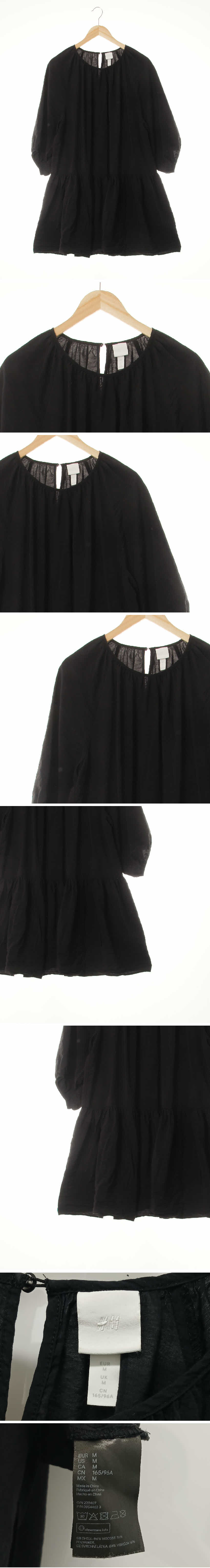 h&m 퍼프7부슬리브티어드원피스 h&m 블랙 퍼프7부슬리브티어드원피스