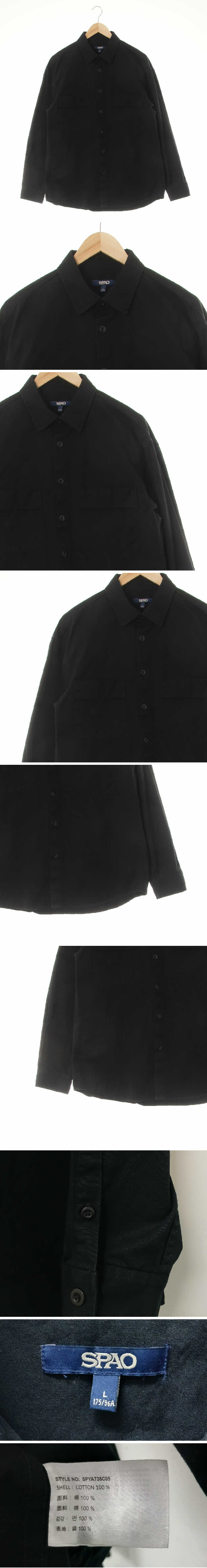 스파오 핀턱포켓루즈셔켓 스파오 블랙 면 핀턱포켓루즈셔켓