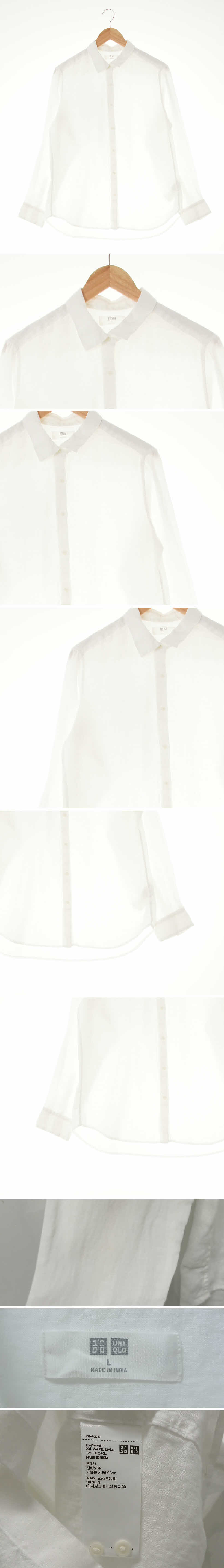 유니클로 박스플리츠기본셔츠 유니클로 화이트 린넨 박스플리츠기본셔츠