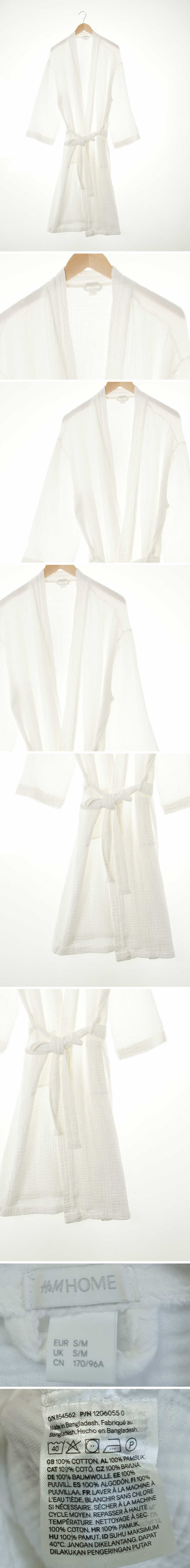 h&mhome 화이트 면 크링클롱샤워가운