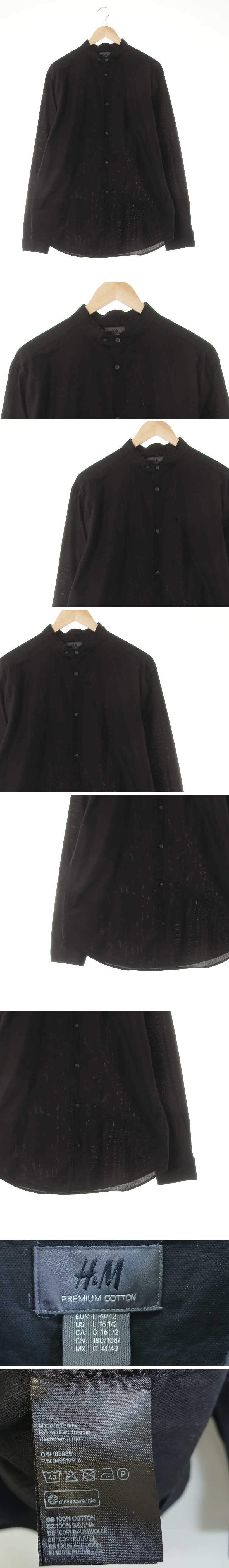 h&m 스탠드넥이중버튼셔츠 h&m 블랙 면 스탠드넥이중버튼셔츠