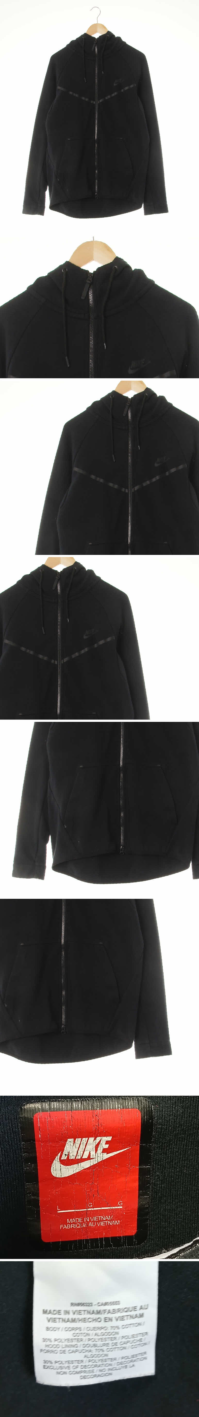 나이키 블랙 면혼방 레글런절개하이넥포켓후드집업