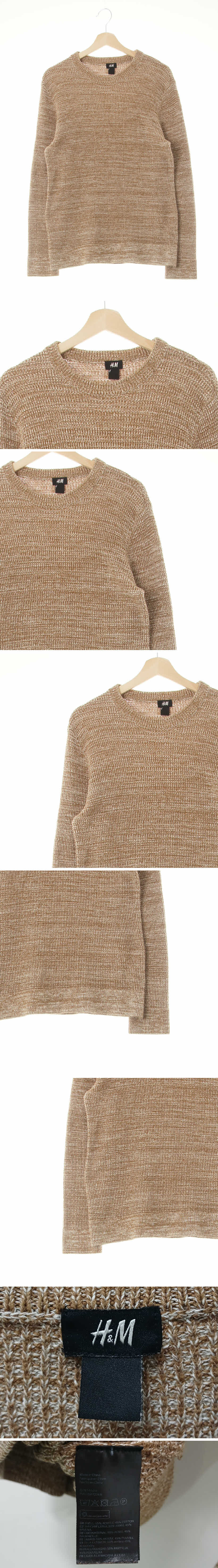 h&m 보카시짜임니트 h&m 다크베이지 면혼방 보카시짜임니트