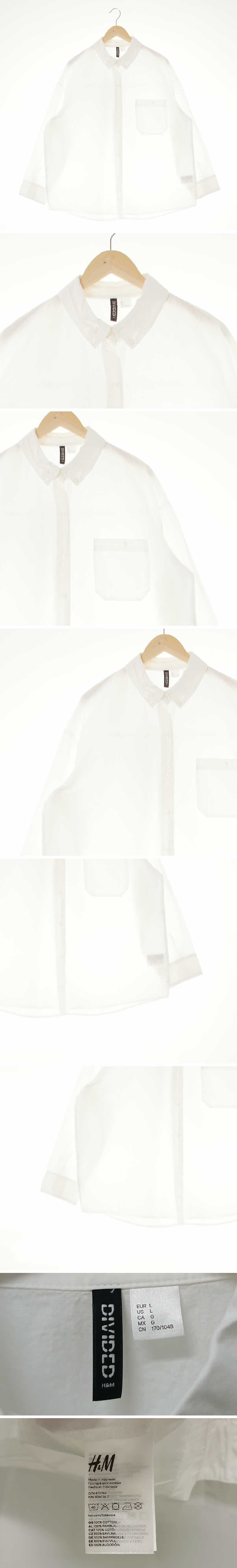 h&m 루즈핏포켓긴팔셔츠 h&m 화이트 면 루즈핏포켓긴팔셔츠