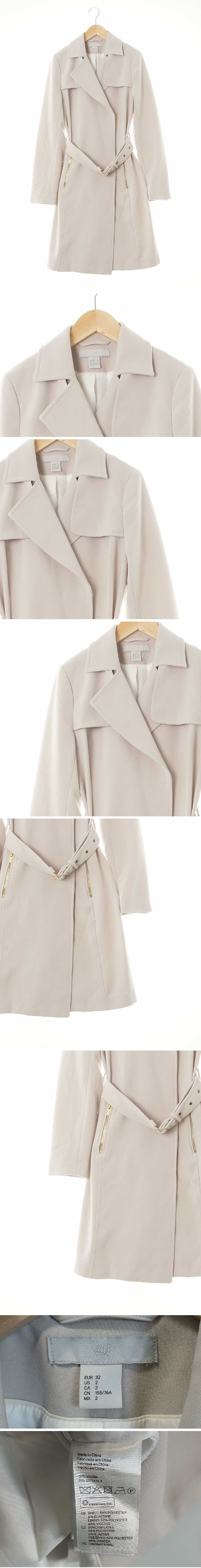 h&m 라이트베이지 패디드스트레치트렌치재킷