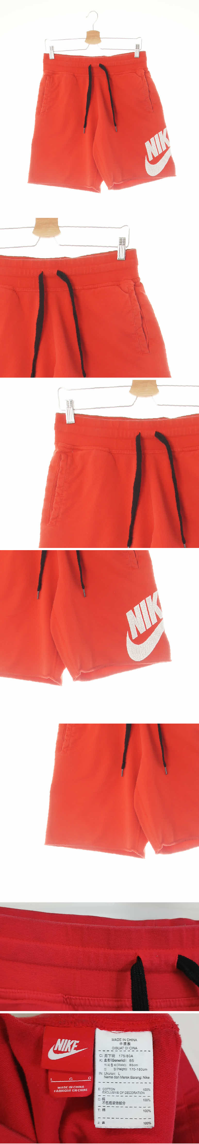 나이키 실금빅로고테리반바지 나이키 레드 프린팅 면혼방 실금빅로고테리반바지