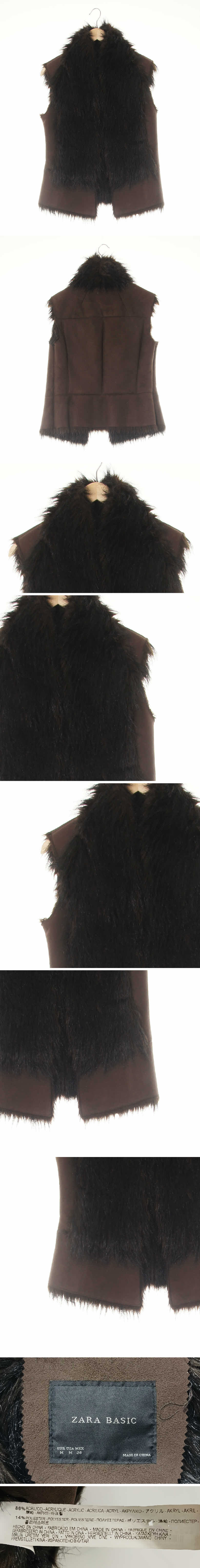 자라베이직 퍼카라무스탕베스트 자라베이직 브라운 퍼카라무스탕베스트