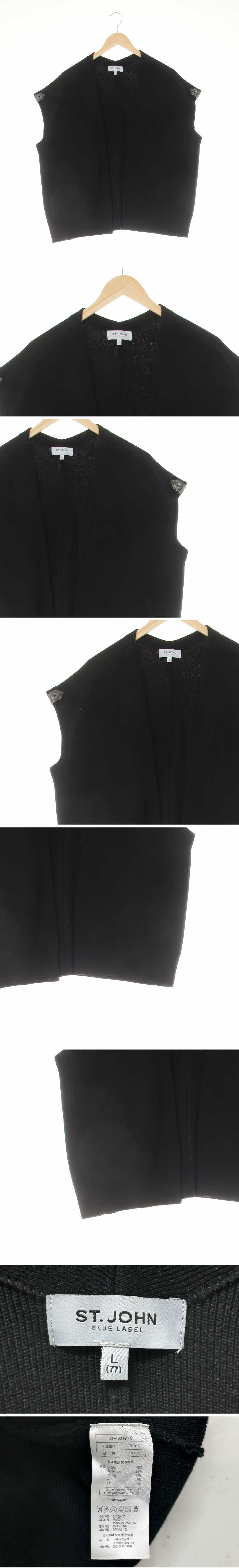 stjohn 루즈오픈니트베스트 stjohn 블랙 실크혼방 루즈오픈니트베스트
