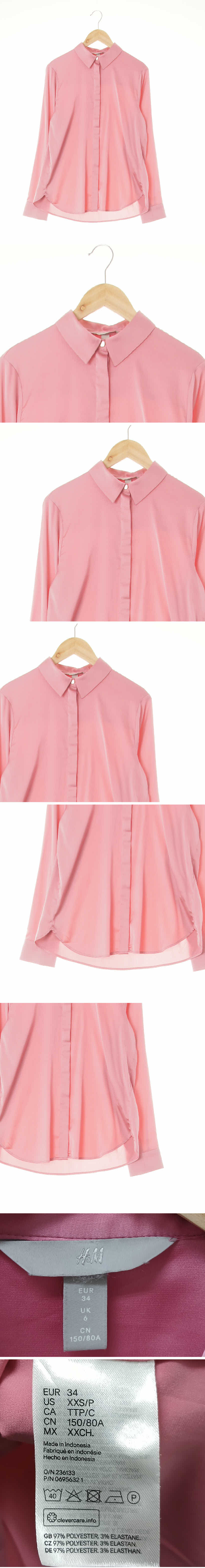 h&m 글로시새틴블라우스 h&m 로즈쿼츠핑크 글로시새틴블라우스