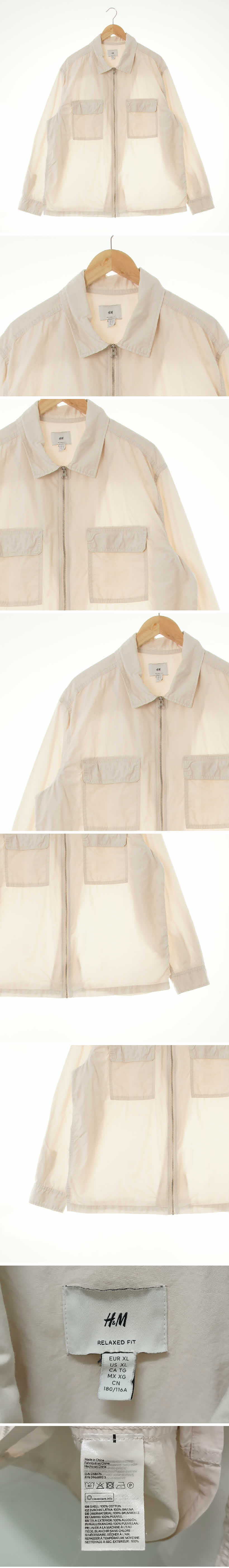 h&m 더블포켓라이트집업재킷 h&m 라이트베이지 면 더블포켓라이트집업재킷