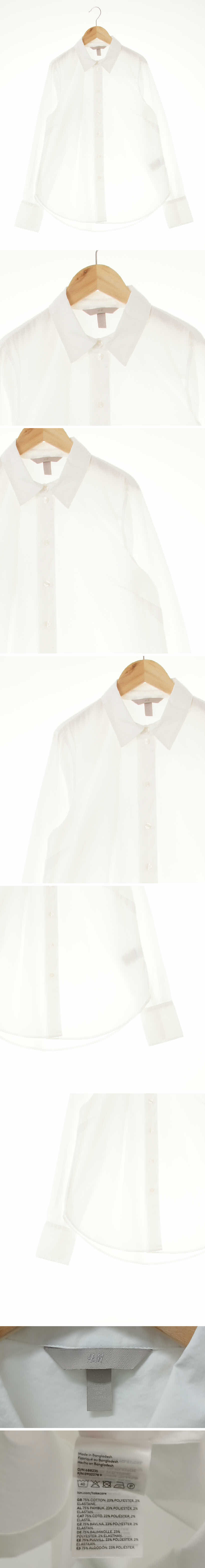 h&m 스트레치플레어셔츠 h&m 화이트 면혼방 스트레치플레어셔츠
