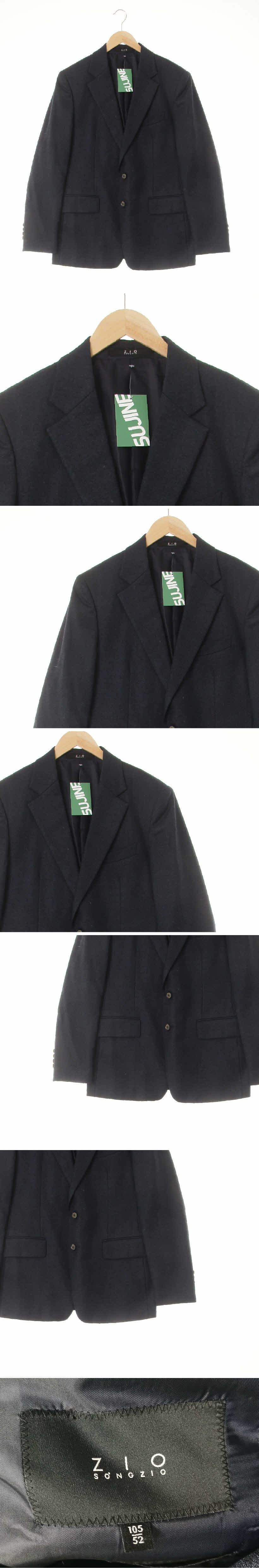 송지오 네이비 실크혼방 투버튼모던블레이저