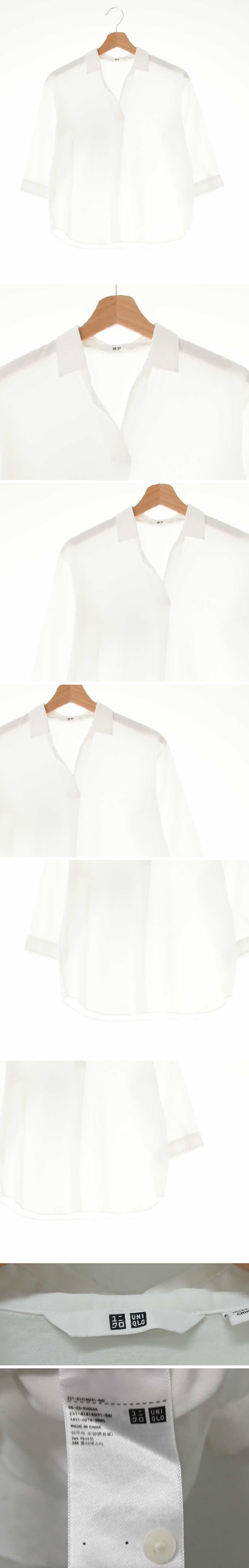 유니클로 스키퍼7부블라우스 유니클로 화이트 스키퍼7부블라우스