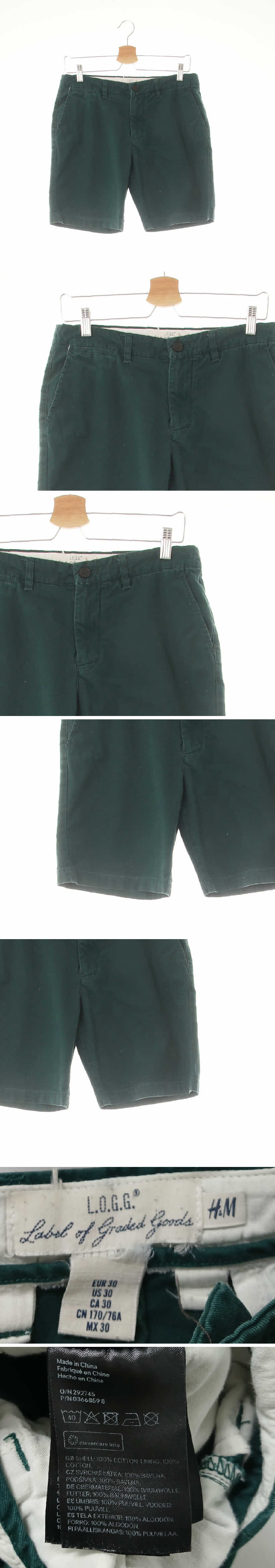 h&m 워시드치노숏츠 h&m 포레스트틸그린 면 워시드치노숏츠