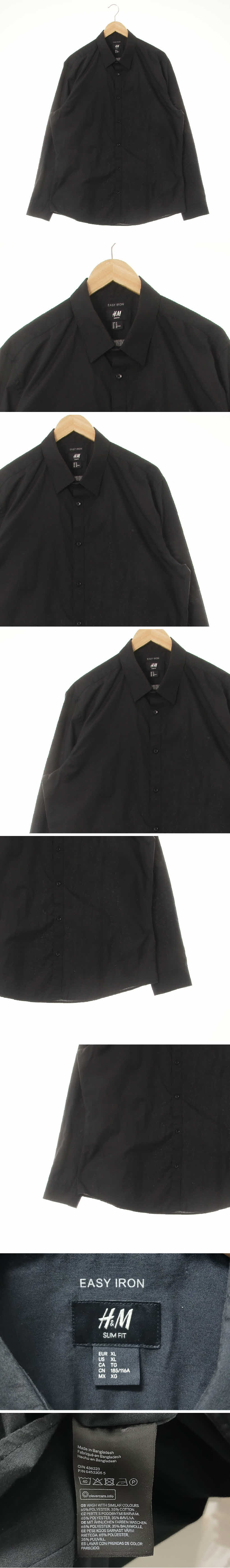 h&m 라이트긴팔셔츠 h&m 블랙 면혼방 라이트긴팔셔츠