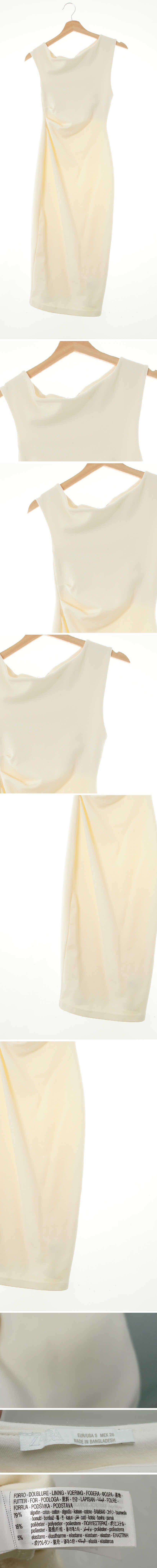 자라 보트넥셔링슬림원피스 자라 아이보리 면혼방 보트넥셔링슬림원피스