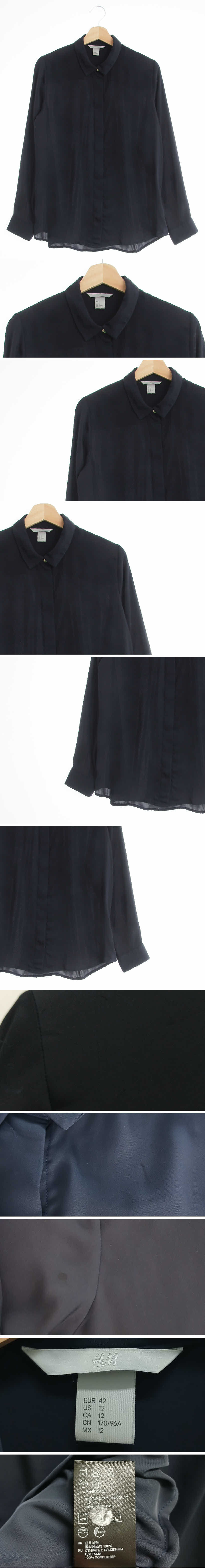 h&m 히든버튼셔츠블라우스 h&m 네이비 히든버튼셔츠블라우스