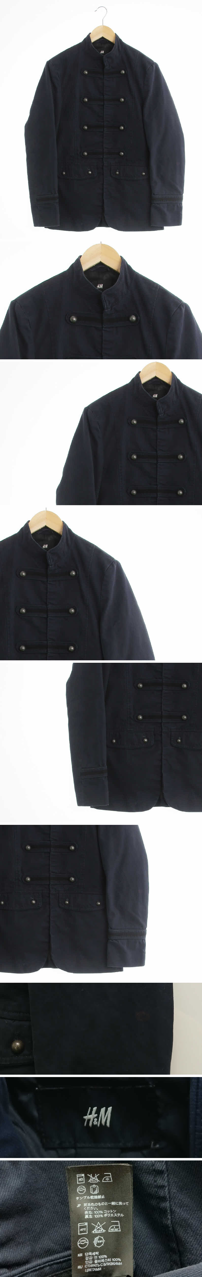 h&m 더블버튼디테일자켓 h&m 네이비 면 더블버튼디테일자켓