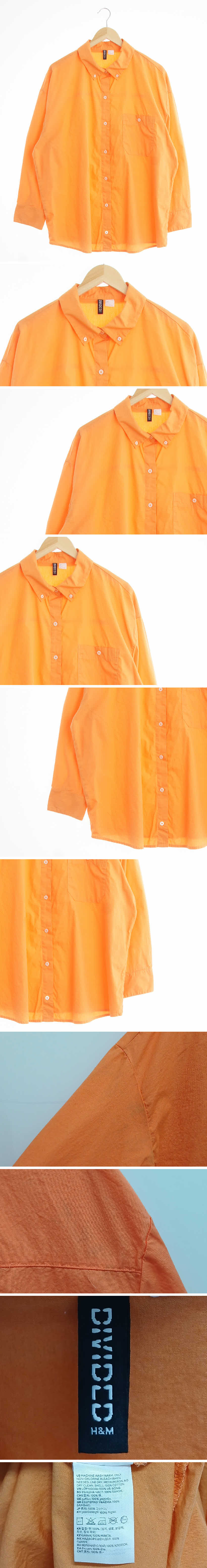 h&m 오렌지 면 가슴포켓오버핏셔츠