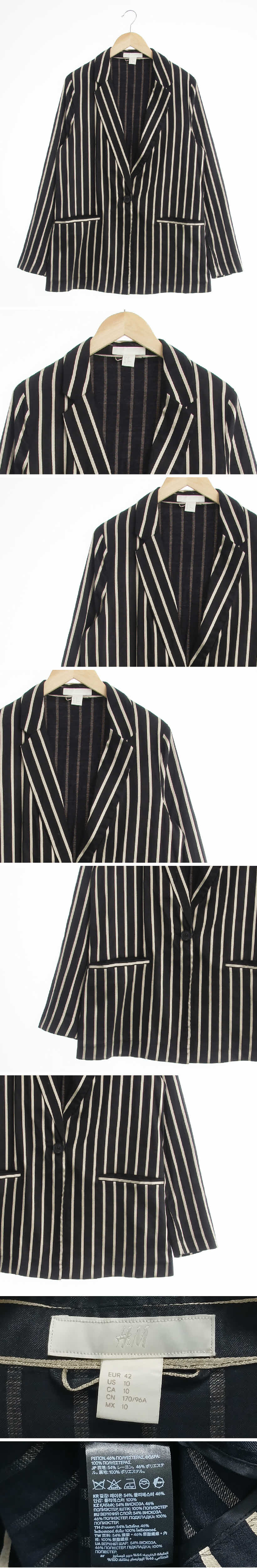 h&m 원버튼테일러자켓 h&m 블랙 스트라이프 비스코스혼방 원버튼테일러자켓