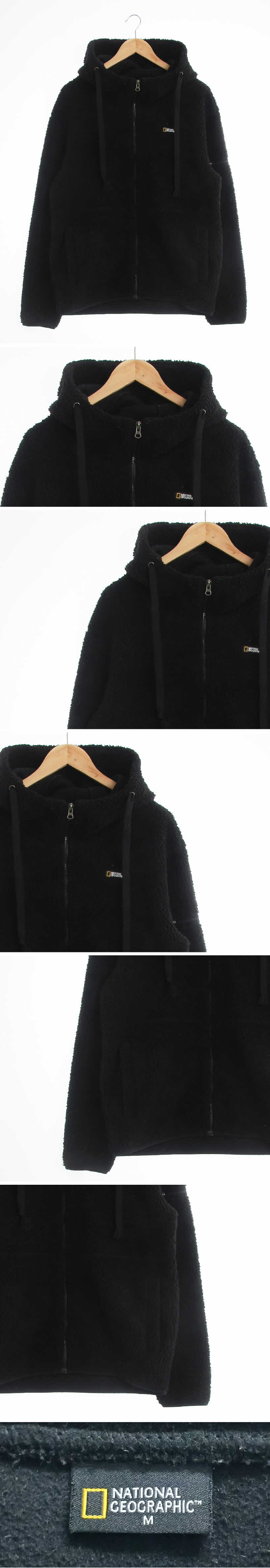 내셔널지오그래픽 블랙 뽀글이후드집업
