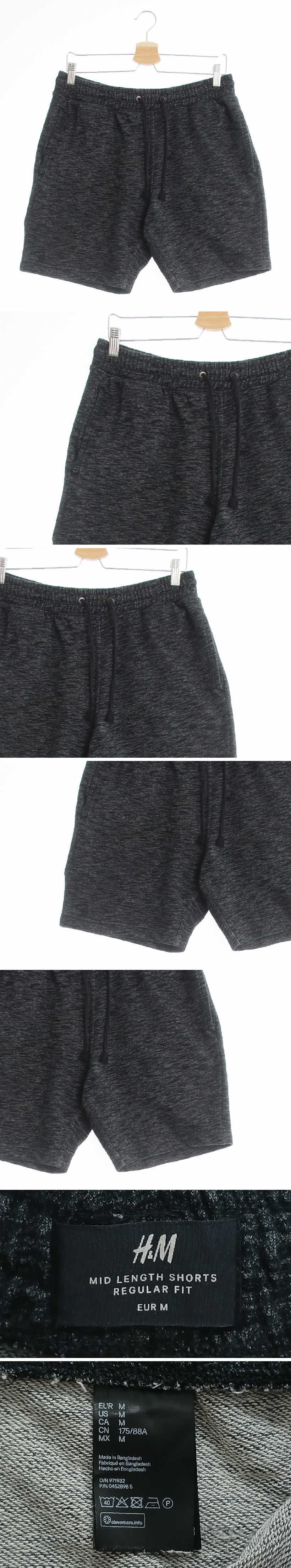 h&m 트레이닝반바지 h&m 블랙 면혼방 트레이닝반바지