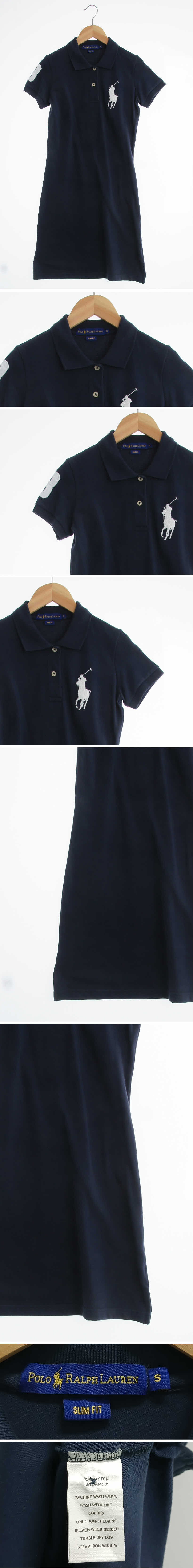 폴로랄프로렌 빅포니자수슬림핏반팔피케이원피스 폴로랄프로렌 네이비 면혼방 빅포니자수슬림핏반팔피케이원피스