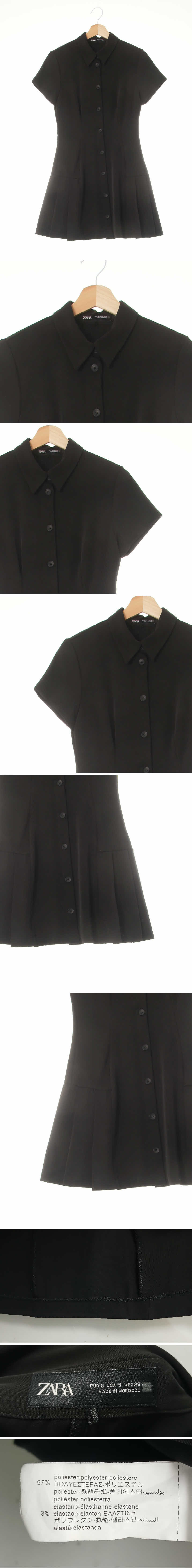 자라 플리츠반팔저지카라원피스 자라 블랙 플리츠반팔저지카라원피스